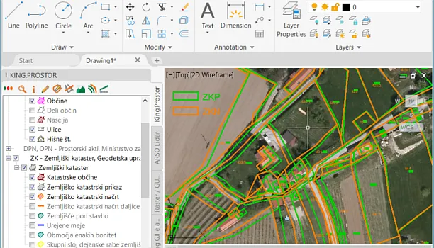 Izboljšave zemljiškega katastra in seznam parcel za območje posega